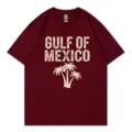 Classic burgundy cotton t-shirt featuring Gulf of Mexico graphic and comfortable fit. - S / Tops / Burgundy