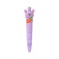 Lila Cartoon Kaninchen Gelstift mit Karotte Topper fuer Schule und Buero Briefpapier - Lilafarbener Hasenstil / 0.7mm Schwarze Spitze / Lila
