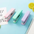 Macaron portable handheld stapler set, cute mini office and school stationery tool. - Random Three Colors (8014)