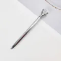 Eleganten Metall-Kugelschreiber mit Kristall-Diamant-Oberseite fuer Buerobedarf und Geschenke. - Kugel 0,5 mm / Silber