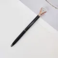Roségold Diamant Kugelschreiber, edler schwarzer Metallstift, elegantes Business Geschenk und Büro. - Kugel 0,5 mm / Schwarz