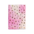 Flauschiger Plüsch-Notizbuchumschlag mit Farbverlauf in Rosa und Weiß und goldenen Sternen. - Sternverlauf 1(B00007)