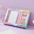 Pastell Mini Tacker Schreibwaren Set mit Büroklammern Gelstiften für Büro und Schule - Kirschblütenrosa