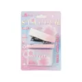 Hochwertiges Mini-Heftgerät-Set mit Farbverlauf, tragbares Schüler-Büro-Briefpapier Werkzeug. - 1 Set (Mit 400 Heftklammern) / Rosa Durchscheinend