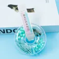 Macaron color office stationery set transparent storage box with paper clips and push pins. - Mint Green