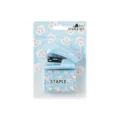 Macaron mini stapler set with cute puppy design, portable office stationery tool for students. - Stapler Set / 24/6 Staples / Blue