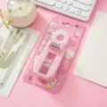Cute pink macaron tape dispenser set with refill, ideal for office and study desk organization. - Sakura Pink