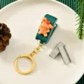 Mini Weihnacht Cartoon Heftgerät mit Schlüsselanhänger, tragbares Schulbedarf Geschenk. - Lebkuchenhase Stil / Hefter (Ohne Klammern)