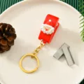 Weihnachten Cartoon Mini Tacker Schlüsselanhänger tragbar Schreibwaren Geschenk rot süß - Weihnachtsmannform