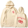 Sweat à capuche beige décontracté homme femme imprimé cerise streetwear manches - Kaki