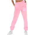 Pantalones De Chándal Mujer Tiro Alto Suelto Casual Rosa Estampado Floral Bolsillos - S / Parte Inferior (262626+) / Rosa