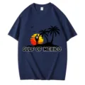 T-shirt manches courtes bleu marine classique avec imprimé coucher de soleil golfe du Mexique. - S / Hauts / Bleu marine