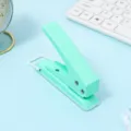 Light green single hole paper puncher with confetti box portable office binder tool variant - Mint Green