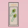 Niedliche Avocado Büroklammern Set, dekorative Metall Lesezeichen für Schule und Büro. - Auf Karte / Avocado Harz Stil