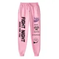 Pantaloni della tuta jogger streetwear rosa da donna, pantaloni sportivi larghi casual con stampe. - Pantaloni e gonne / Rosa / Taglia S