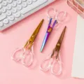 Acrylic handle electroplated metal scissors for office school hand ledger DIY cutting - 6inch / Rose Gold