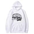 White hoodie with American football graphic print, casual long sleeve hooded sweatshirt for men. - S / Gray