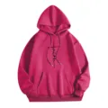 Rosa Damen Kapuzenpullover mit langen Ärmeln und einem stilvollen Kreuz Glauben Print. - Fuchsia