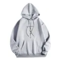 Felpa con Cappuccio Uomo Donna Maniche Lunghe Grigia Croce Fede Stampa Pullover Top - Taglia S / Top / Grigio chiaro
