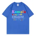 Comfortabel katoenen T-shirt met korte mouwen en grappige tekstprint, casual zomertop. - XS / Tops / Koningsblauw 317