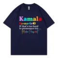 Klassiek marineblauw katoenen t-shirt met korte mouwen en kleurrijk printontwerp. - XS / Tops / Marineblauw 317
