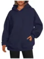 Sweat à capuche oversized bleu marine pour femme avec épaules tombantes et poche kangourou. - XS / Hauts / Bleu Marine