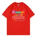 Rood t-shirt met korte mouwen en Kamala slogan, comfortabel casual katoenen bovenkleding. - Rood 317