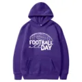 American football print purple hoodie for men women casual long sleeve hooded sweatshirt - S / Purple