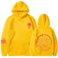 Felpa con cappuccio gialla da donna con elegante stampa grafica chasing sunsets e vestibilità comoda. - Taglia S / Top / Giallo 311