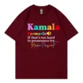 Grappig Kamala katoenen korte mouw T-shirt O-hals casual top voor dames en heren - Wijnrood 317