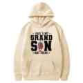 Beige fleece hoodie with American football graphic print, casual long sleeve pullover top. - S / Beige