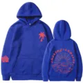 Felpa con cappuccio Chasing Sunsets da donna, felpa blu a maniche lunghe con stampa stile casual. - Taglia S / Top / Blu 311