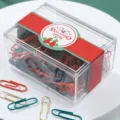 Weihnachten Büroklammern Set in klarem Acrylbox, rot grün gold Büroklammern Variante. - Büroklammer