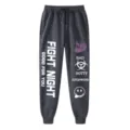 Pantaloni tuta grigio scuro con coulisse da donna, pantaloni casual hip-hop con stampe cool. - Pantaloni e gonne / Grigio scuro / Taglia S