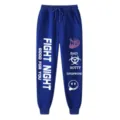 Pantaloni della tuta larghi blu con stampa streetwear, joggers casual a vita alta con coulisse. - Taglia S / Pantaloni e gonne / Blu zaffiro