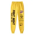 Pantaloni della tuta casual gialli da donna streetwear hip hop con stampe grafiche cool. - Pantaloni e gonne / Giallo Bianco / Taglia S