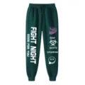 Pantaloni della tuta streetwear verde scuro con stampa lettere, joggers casual larghi da donna. - Pantaloni e gonne / Verde Scuro / Taglia S