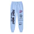 Pantaloni della tuta azzurri casual da donna con stampe grafiche di tendenza e comoda coulisse. - Pantaloni e gonne / Blu Chiaro / Taglia S