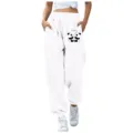 Immagine principale pantaloni della tuta bianchi con stampa grafica di panda e coulisse. - Taglia S / Pantaloni e gonne / Bianco