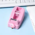 Pink desktop tape dispenser with cute lollipop decor, small office stationery tape cutter. - Sakura Pink