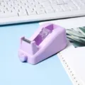 Cute macaron purple desktop tape dispenser with heart knob, perfect for office and school. - Lavender Purple