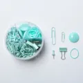 Macaron kleur briefpapier set paperclips punaises binder clips opbergdoos kantoorartikelen - Muntgroen