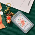 Weihnachtlicher Silikon Rentier Ausweishalter mit goldenem Schlüsselanhänger, transparentes Etui. - Rentier