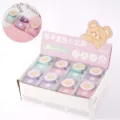 Macaron farbenes Mini Schreibwaren Set mit süßer Bärenbox 24tlg Büroklammern Klemmen - Mini Tacker (Inklusive 400 Klammern) / Gemischte Farben