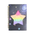 A5 Galaxy Spiralnotizbuch mit Regenbogen Silikon Push Pop Stern Blasen Antistress Spielzeug. - 80 Seiten / Pentagramm