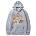 Felpa con cappuccio grafica carosello di Natale per uomo e donna, felpa casual manica lunga. - Grigio chiaro