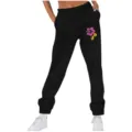 Pantaloni della tuta larghi a vita alta da donna con stampa floreale e tasche laterali - Taglia S / Parte Inferiore (262626+) / Nero 1