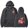 Sweat à capuche gris foncé à manches longues avec imprimé cerise 8-ball pour couples. - Gris foncé