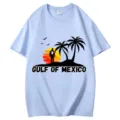 Casual cotton short sleeve t-shirt featuring Gulf of Mexico graphic print design for men and women. - S / Tops / Light Blue