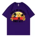 T-shirt violet en coton à manches courtes avec imprimé vacances Golfe du Mexique. - S / Hauts / Violet